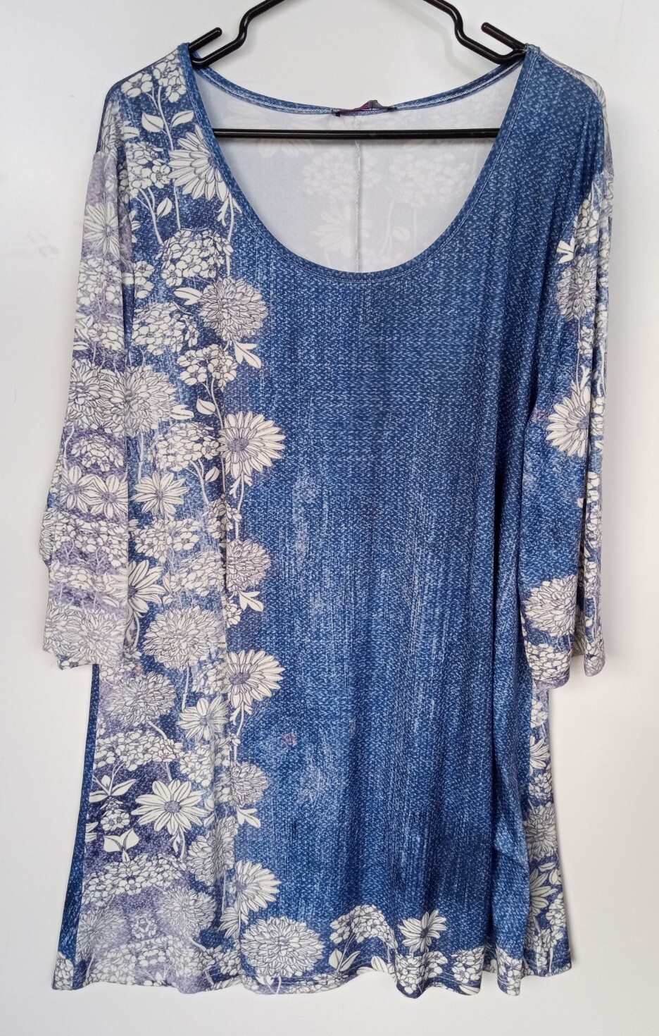 AZALEA by Firmiana Blue Flowers 1/2 Sleeve Women’s Soft Shirt Blouse 2X