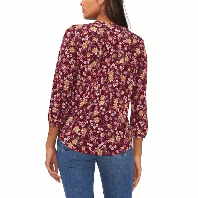 Vince Camuto Top Women’s V Neck Blouse Long Sleeve Casual Black, Purple A1