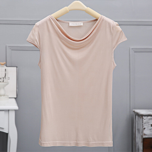Women 100% Pure Silk Tank Sleeveless T-shirt Vest Short Sleeve Sweater-bottomed