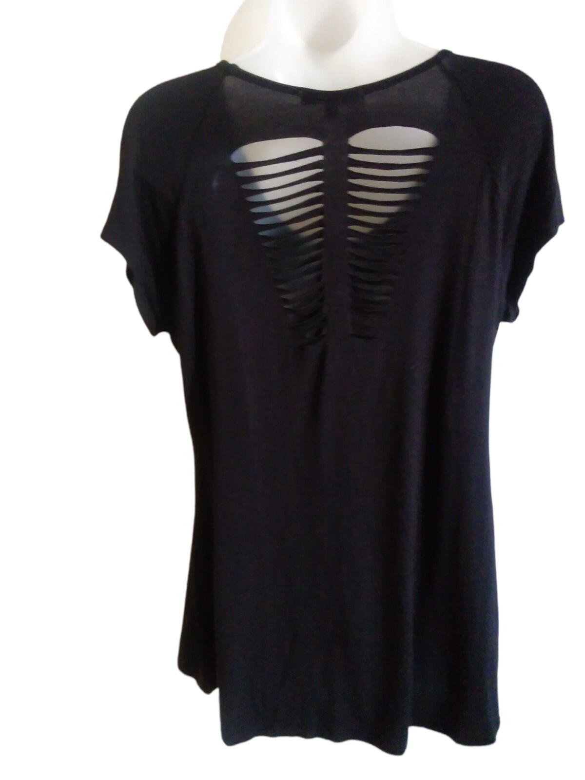 Women’s Top INDIGO THREAD Hi-Low CUT OUT Back Silky Women’s Sz MED