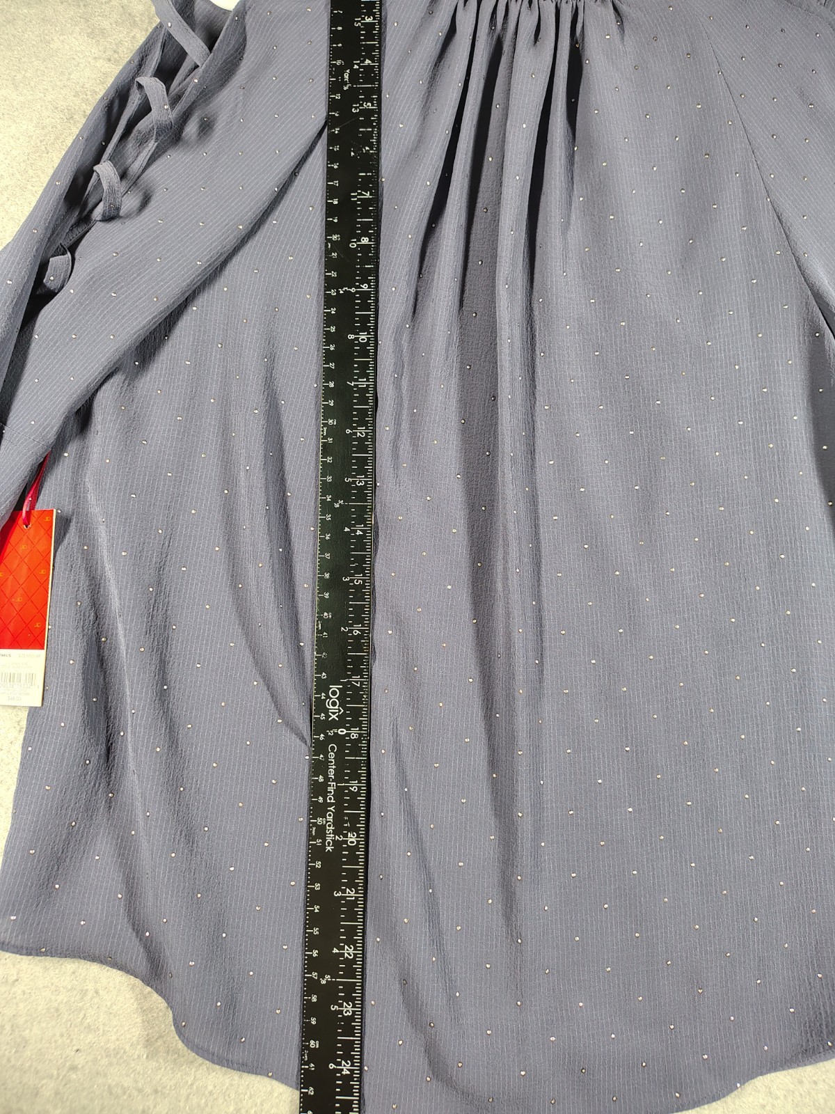 Jennifer Lopez Women’s Medium Cold Shoulder Blouse Navy Blue Studded NWT
