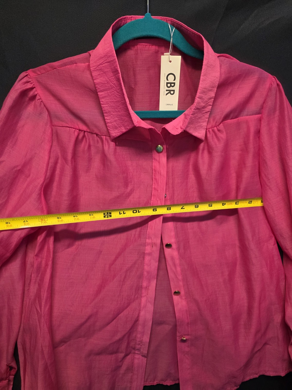 CBR Chic Boutique Rose – Button Front Blouse – Womens XL – Pink – Sheer Top