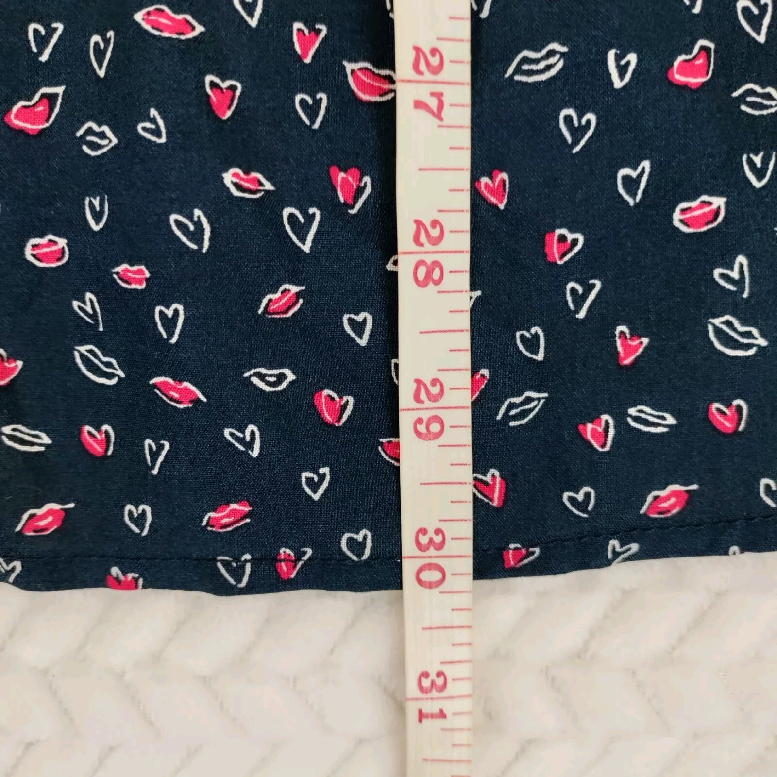 Beach Lunch Lounge Love Is Navy Hearts Button-up Size XL Long Sleeve Shirt Top