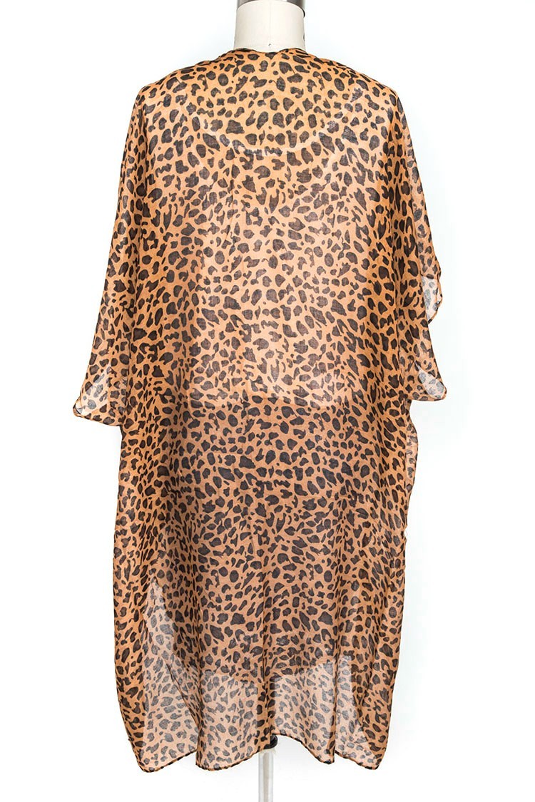 BNWT Leopard Printed Cheetah Animal Print Half Sleeve Kimono Cardigan