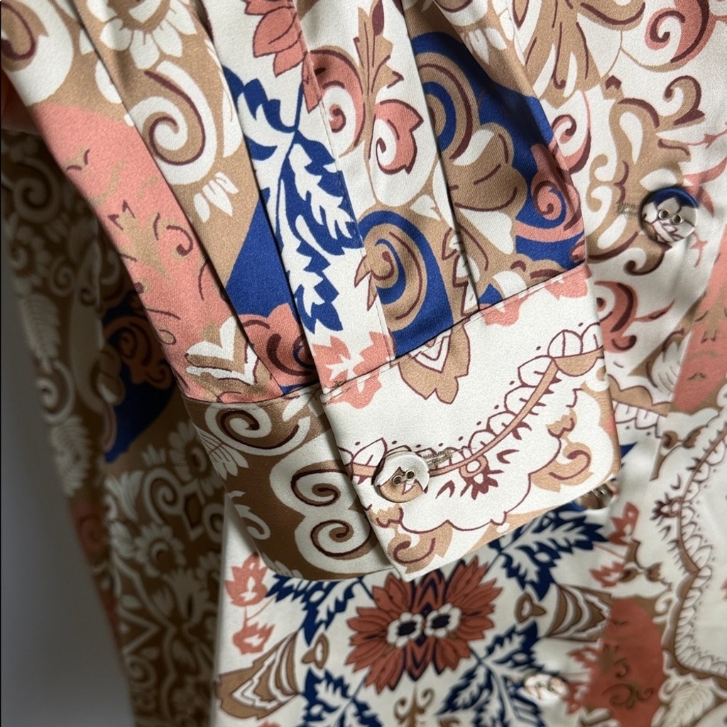 NWT The Drop Porsha Williams Shirt Womens L Baroque Scarf Print Statement Blouse