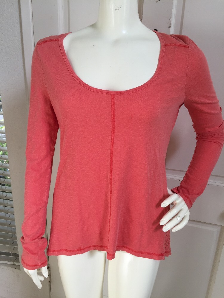 Others Follow NEW Coral Heathered Vintage Wash A-Line Cotton Top w/ Lace Back S