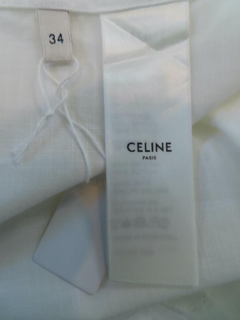 CELINE White Cotton/Triomphe Embroidery Shirt F 34/US 2