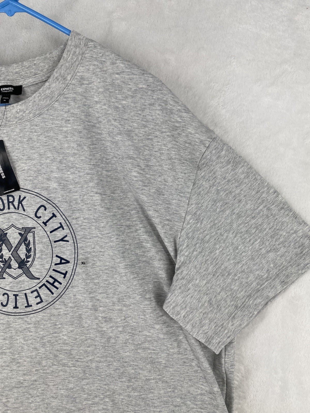 Express Shirt Womens XL Gray Loose Cropped New York City Athletic Club NEW $38