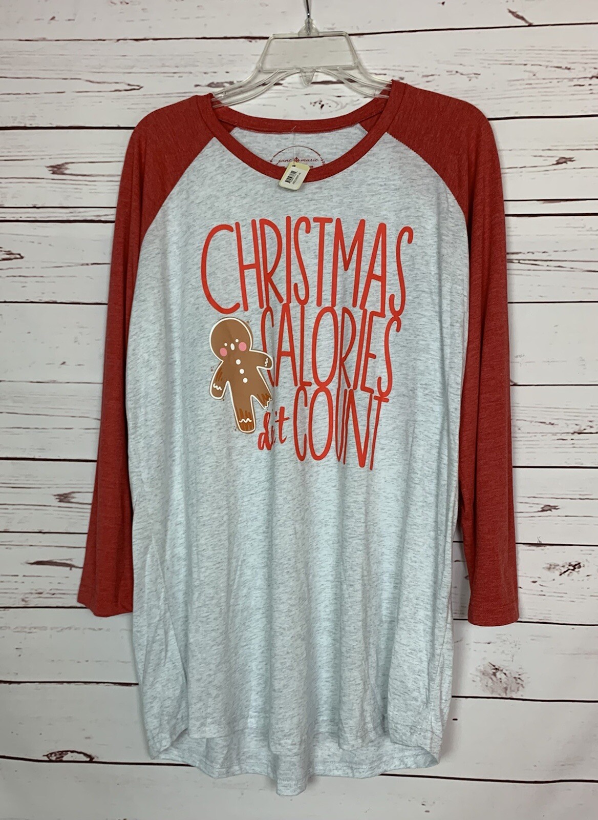 Jane Marie Boutique Women’s XL Red Gingerbread Christmas Shirt Top NEW With TAGS
