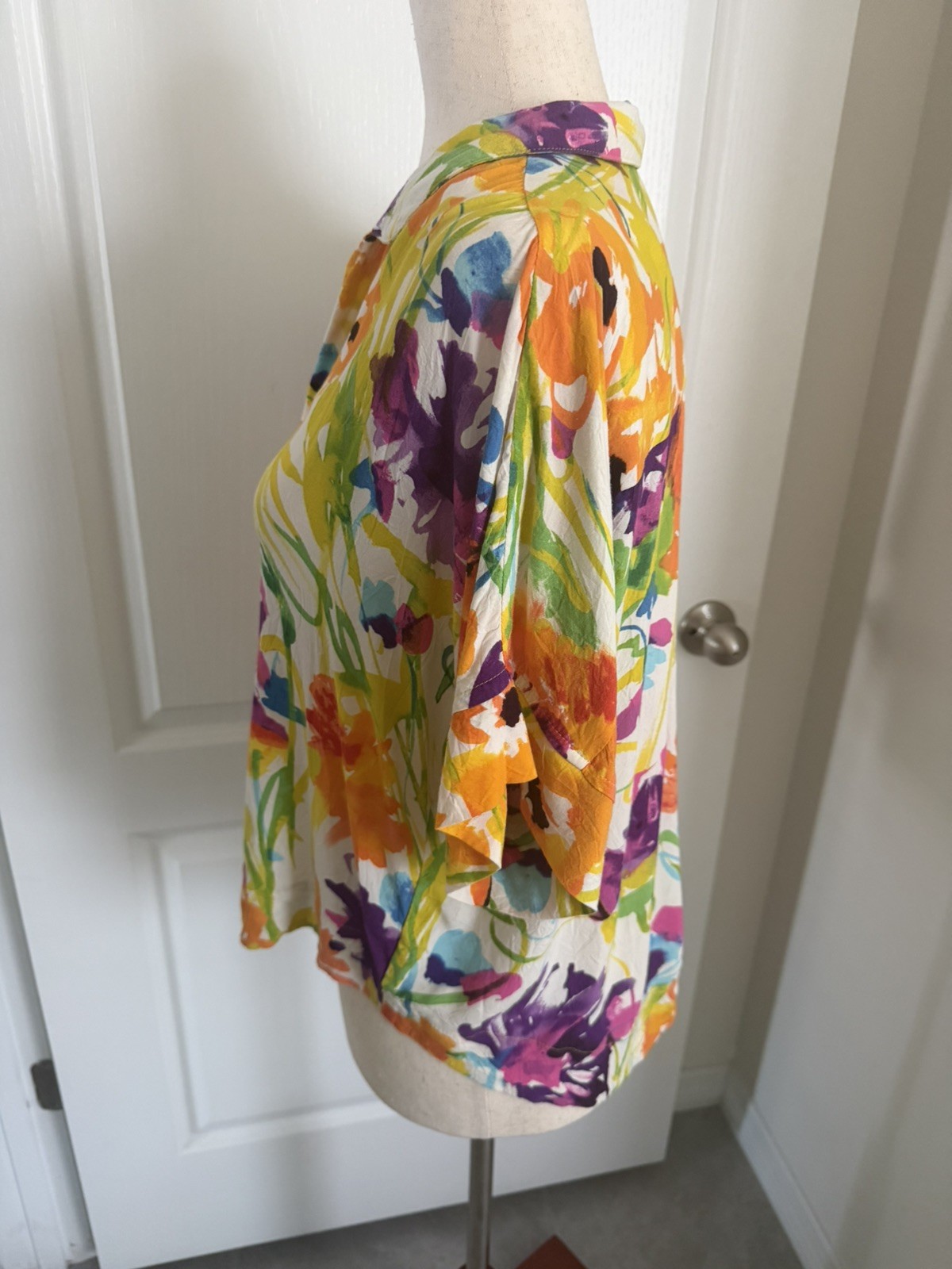 Jams World Women’s S Flower Dream Hawaiian Floral Shirt Button Up Tropical Artsy