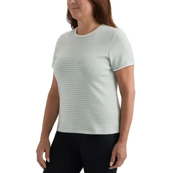 Teddi Rose Women’s Round Neck Short Sleeve Top, Green, Size M