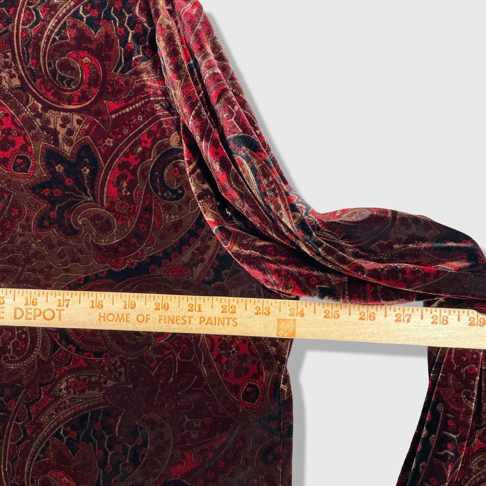 Sag Harbor Velvet Button Up Shirt Womens XL Red Paisley Vintage Goth Boho
