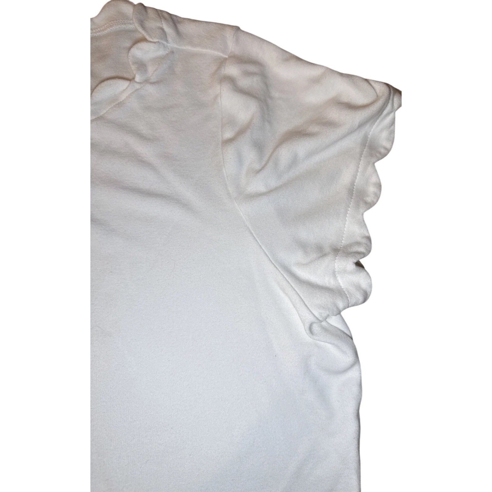 Ann Taylor Factory Scalloped Top Women XL White Short Sleeve Aesthetic Classic