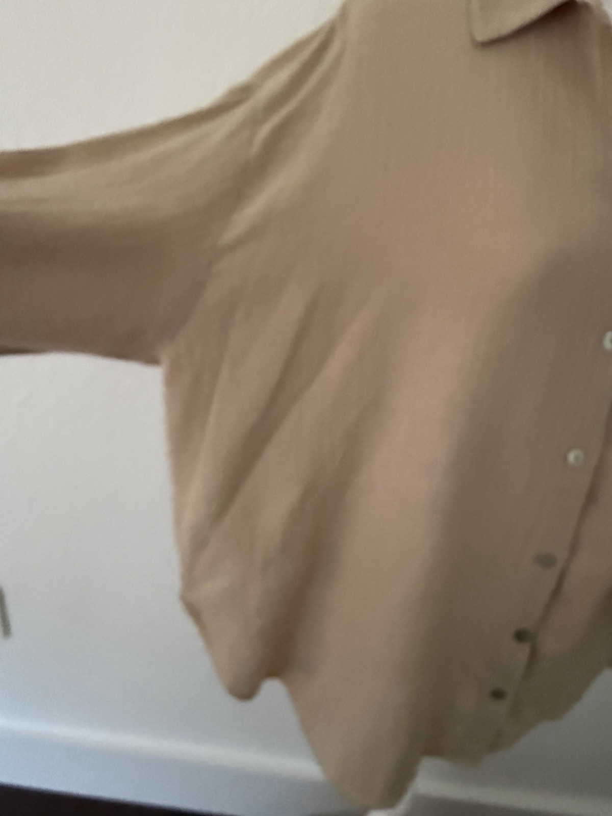 Zara Beige Dolman Sleeve Button-Down Shirt Size S