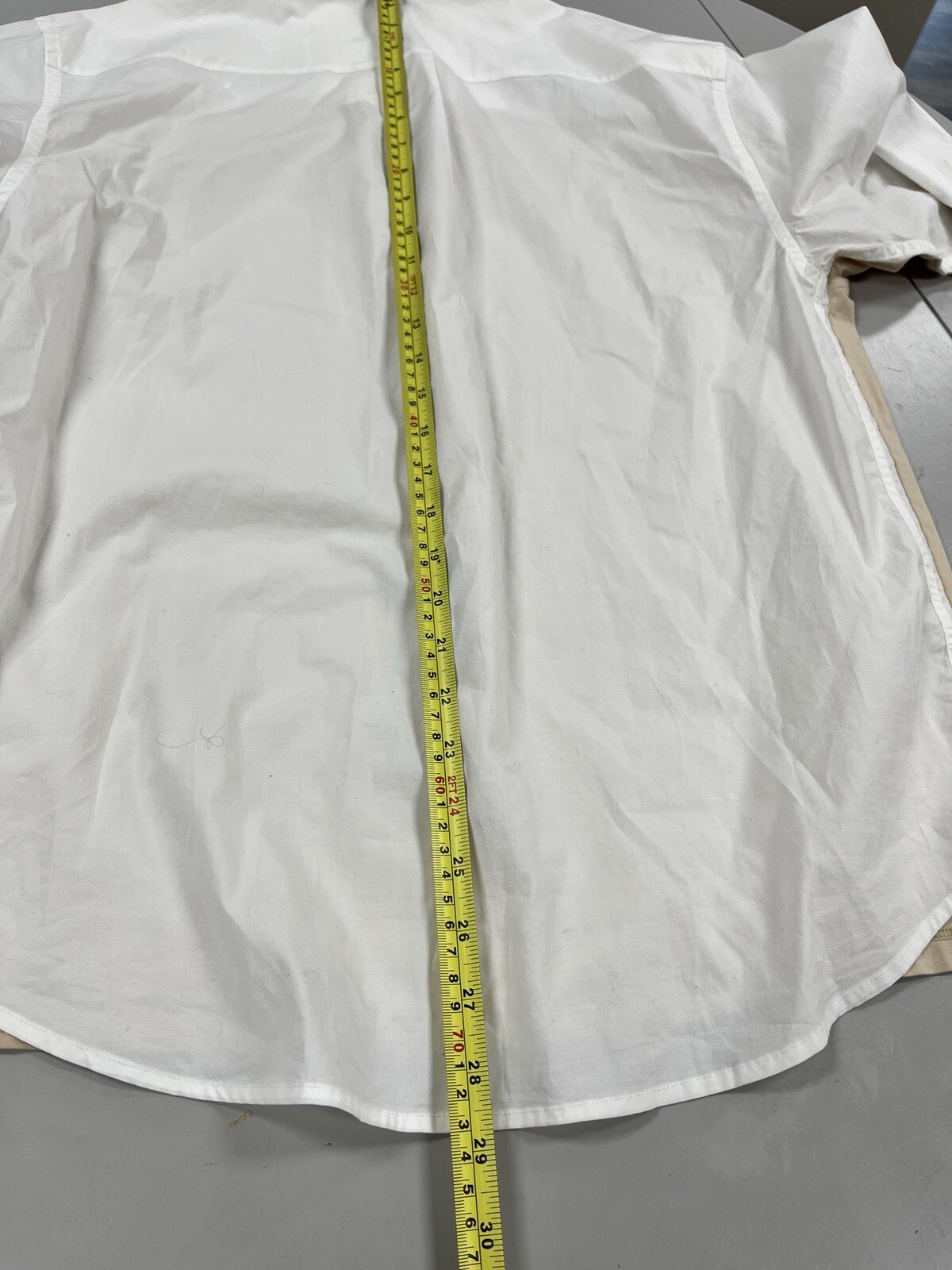 New Dorothee Schumacher Size M/L Mixed Fabric Cool Design white + khaki blouse