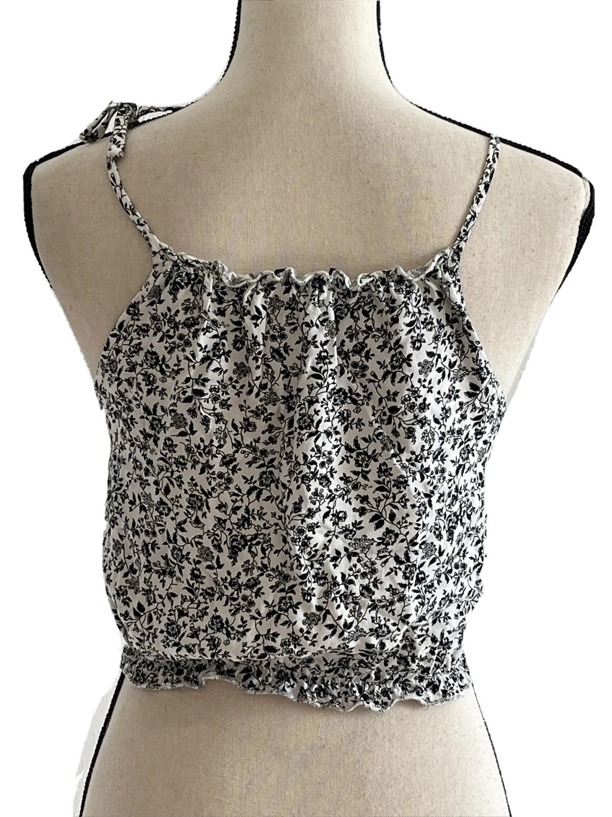 Brandy Melville Womens Floral Top Tie Strap Elastic Waist One Size