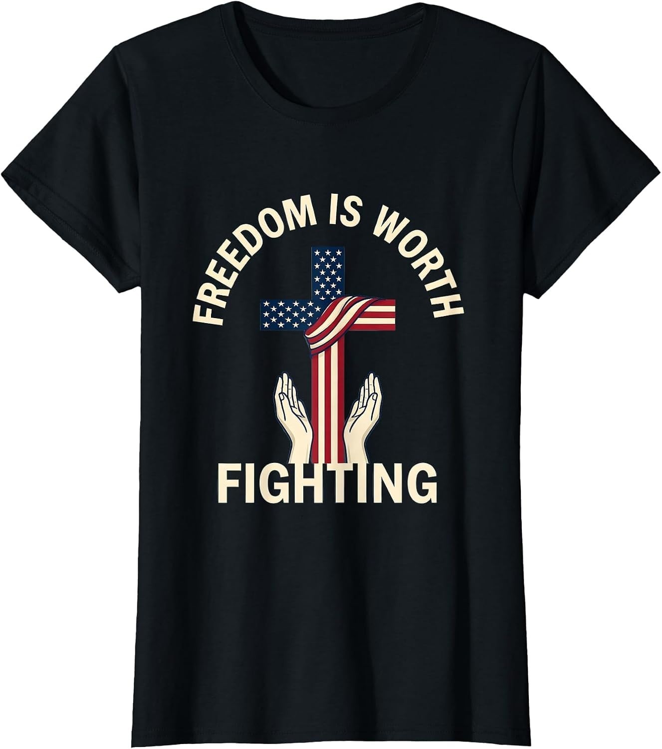Freedom Is Worth Fighting For Men’s USA Patriotic Graphic T-Shirt