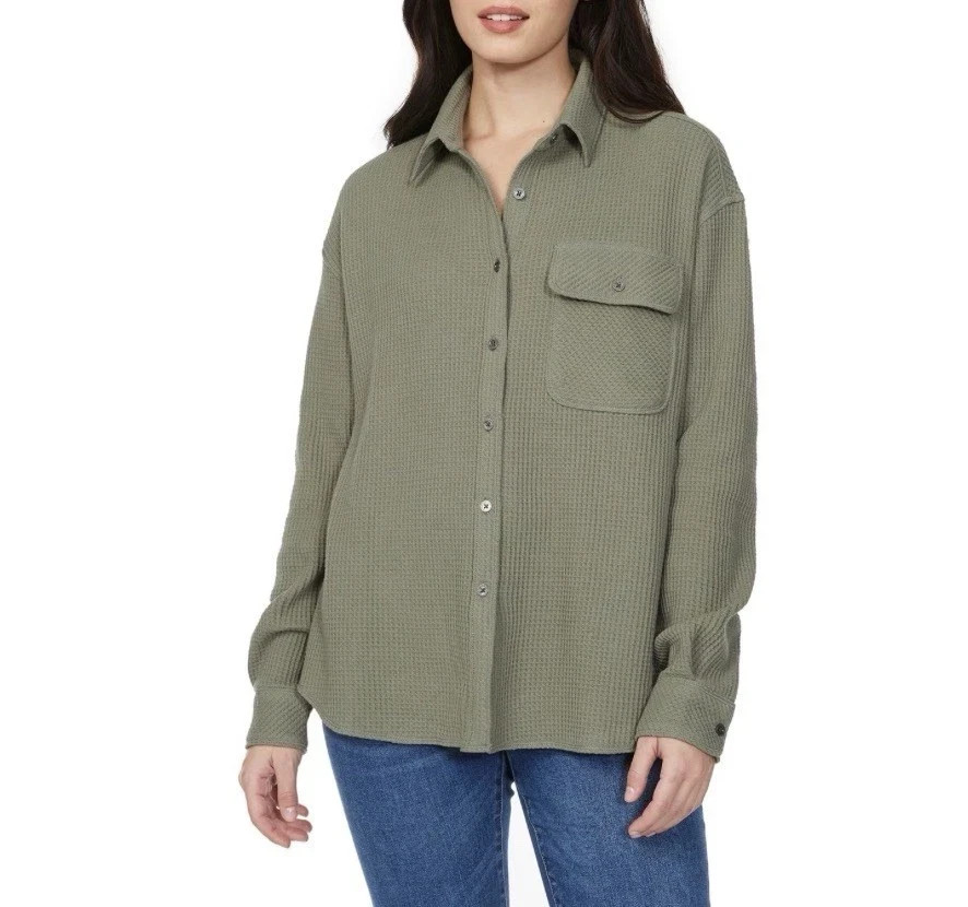 Buffalo Jeans Waffle Button Up Long Sleeve Shirt ~ Faded Sage ~ Size XL NWT