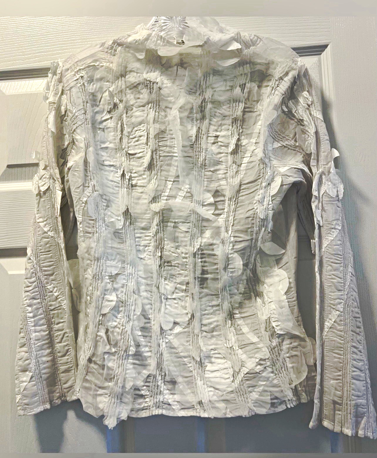 Vintage Yoshiki Hishinuma Pleated Petal Texture Long Sleeve Top, size Small.