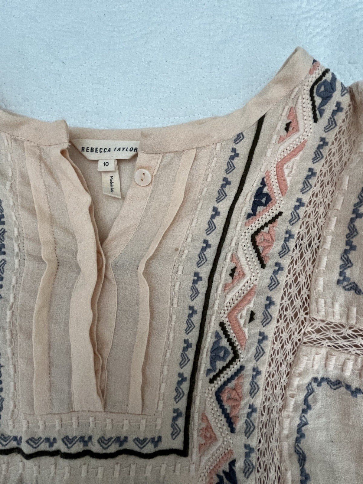 Rebecca Taylor size 10 Esme ballet combo cotton embroidered boho top