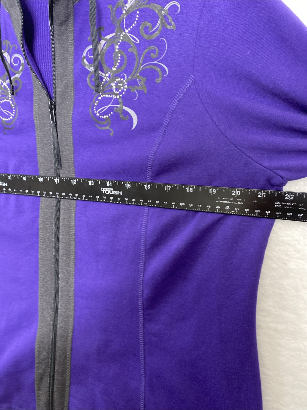 Weekends by Chico’s Woman’s L Purple Embellished Long Sleeve Full Zip Jacket/Top