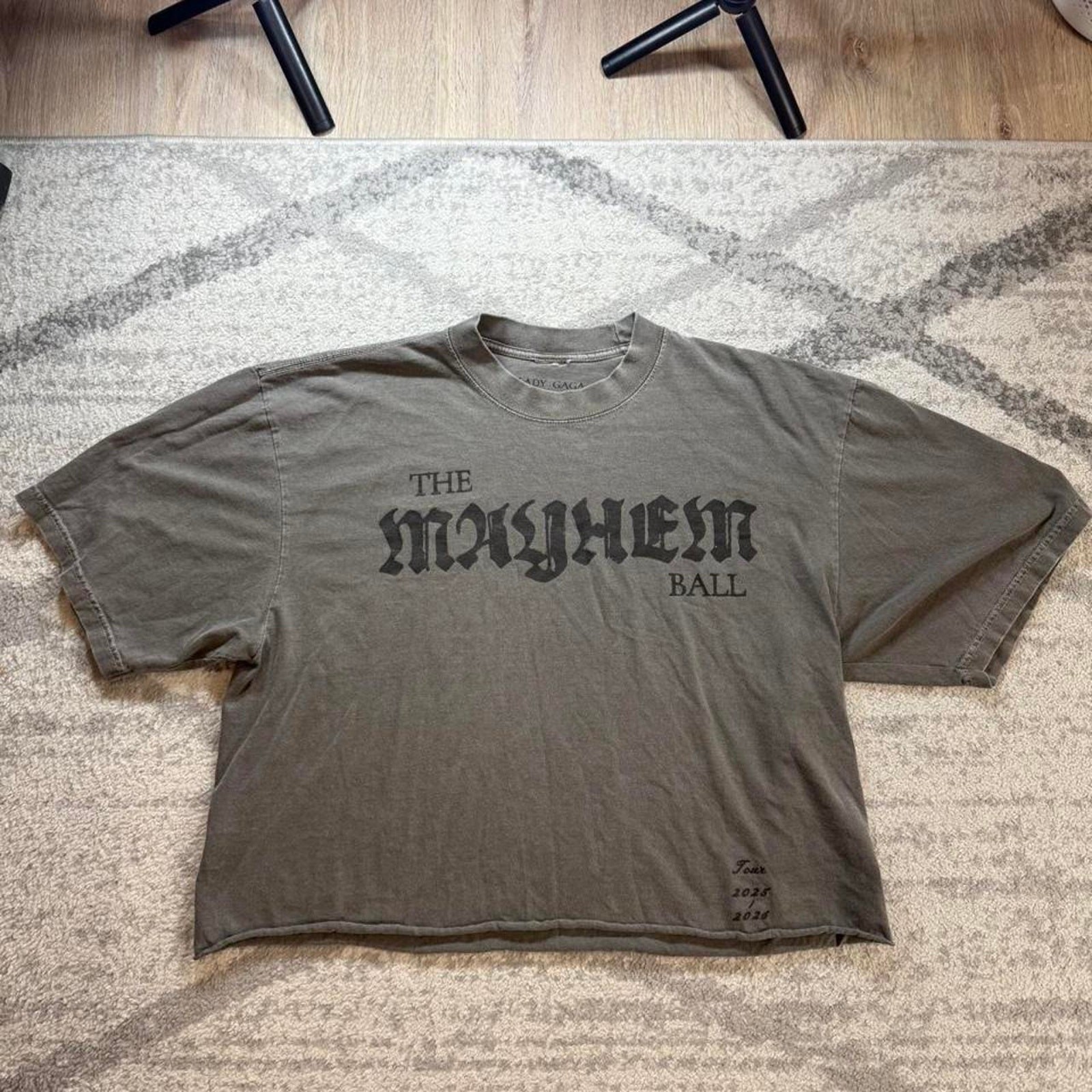 Lady Gaga The Mayhem Ball Tour 2025/2026 Mineral Wash Crop T-Shirt Size XL Crop
