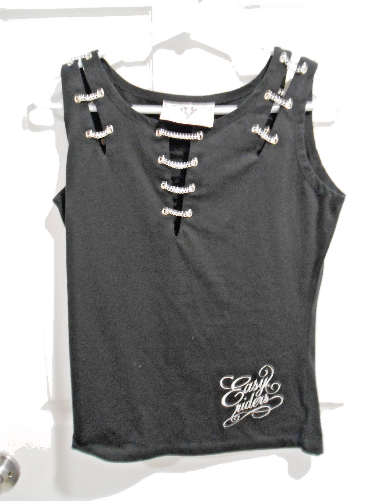 Twin Easy Riders Woman’s Black Tank w/Chains L