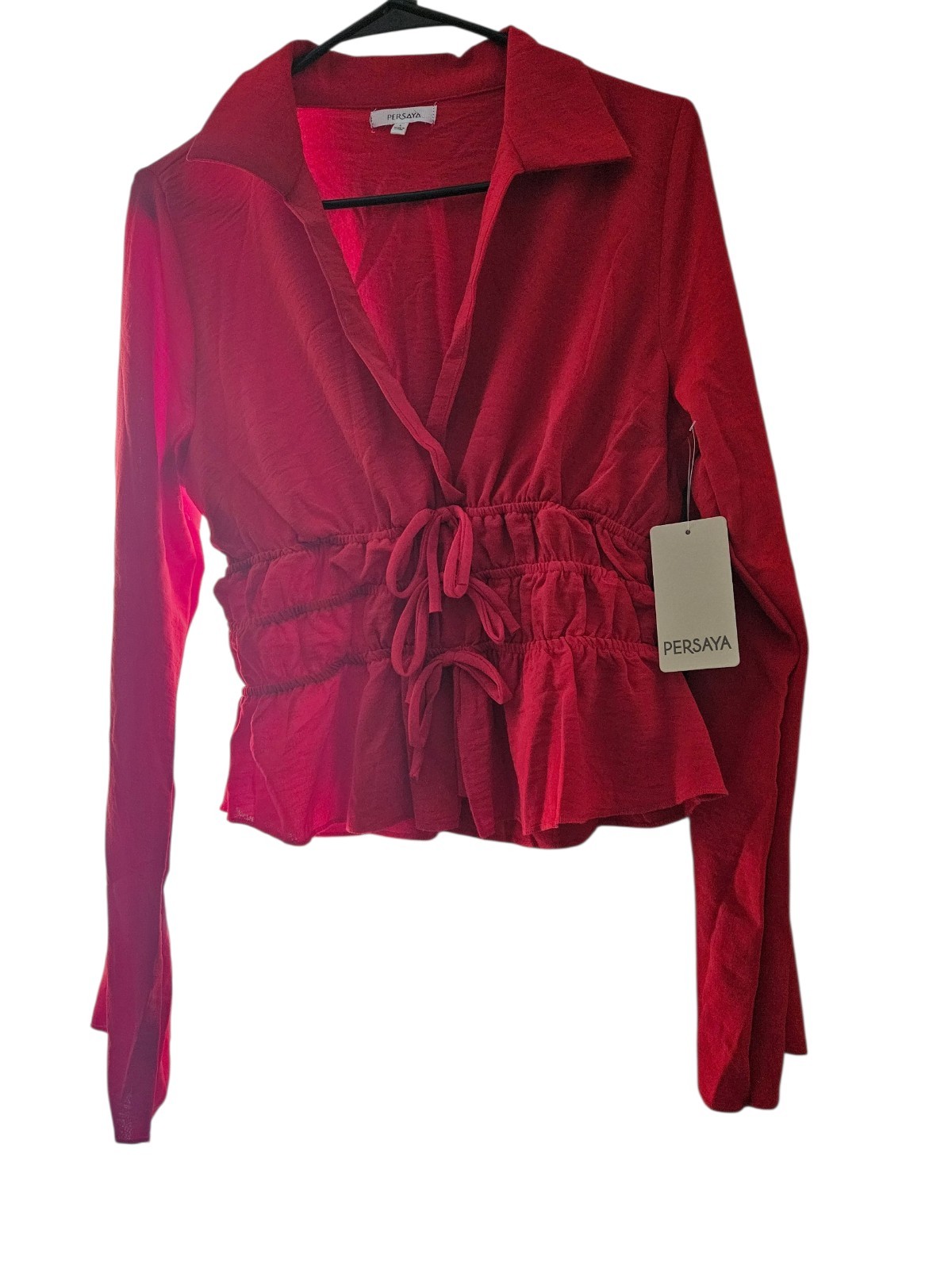 blusas de mujer elegantes manga larga Roja/ Blouse Red For Women Any Occasion L