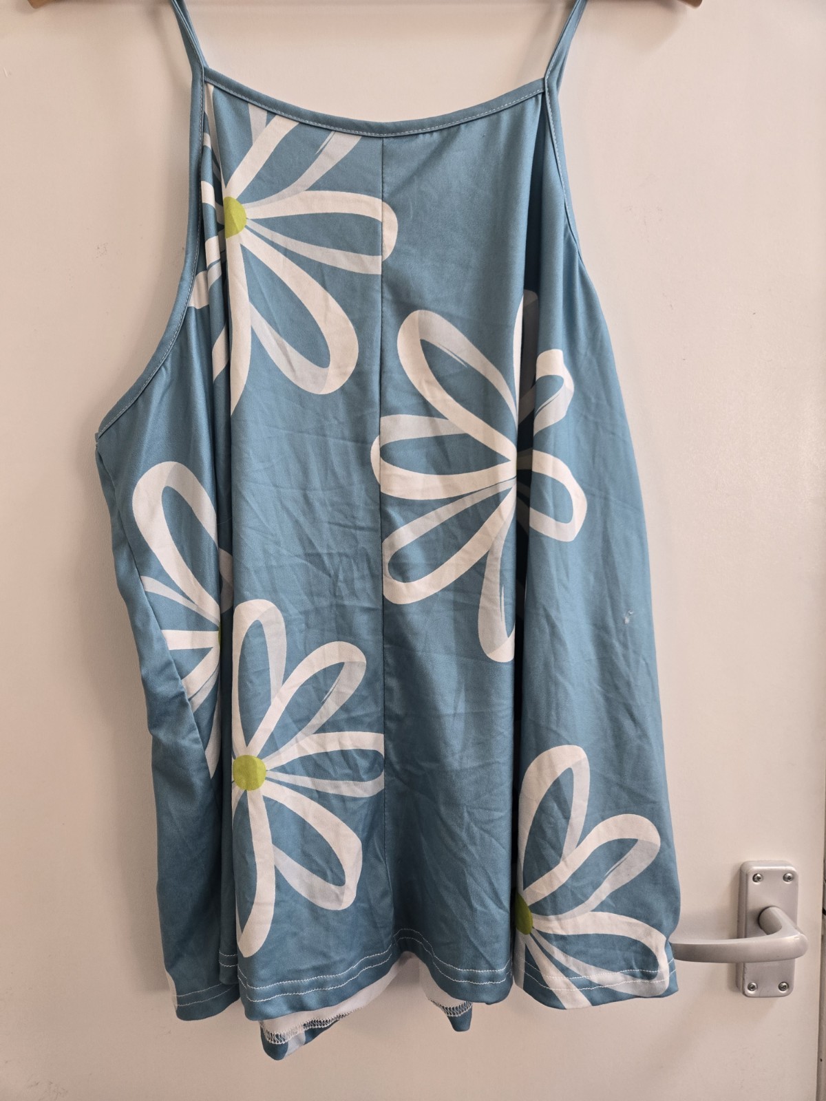 Temu slate blue boho retro vibes daisy floral pleated camisole top – Size 24