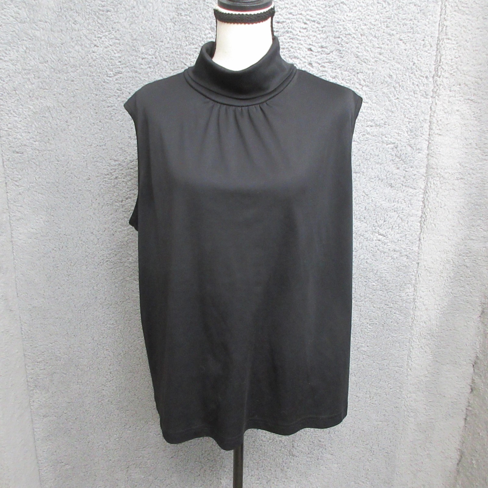 Willow Ridge Womens Black Mock Neck Sleeveless Blouse Keyhole Stretch Size XL