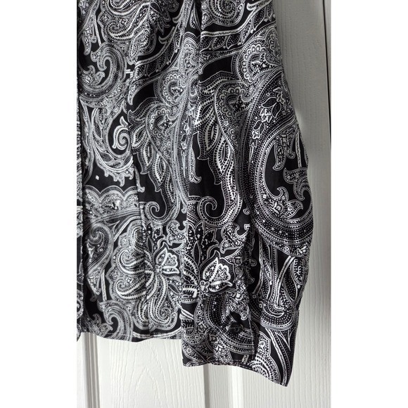Chadwicks of Boston Black White Paisley Button Down Shirt Blouse Womens 6P