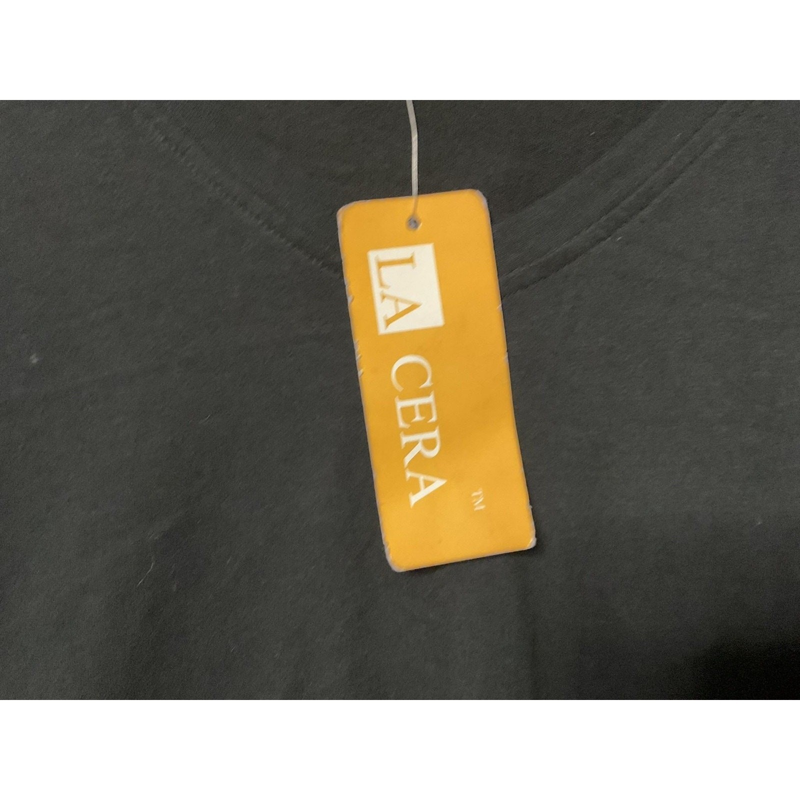 La Cera Shirt Womens 1X Black 100% Cotton Long Sleeve V Neck Plus Size Top