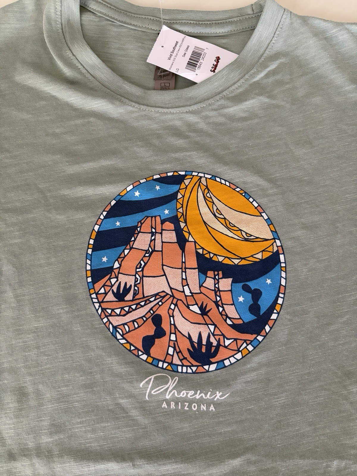 New Vivid Southwest Women’s Large Sea Glass Green T-Shirt Phoenix Arizona