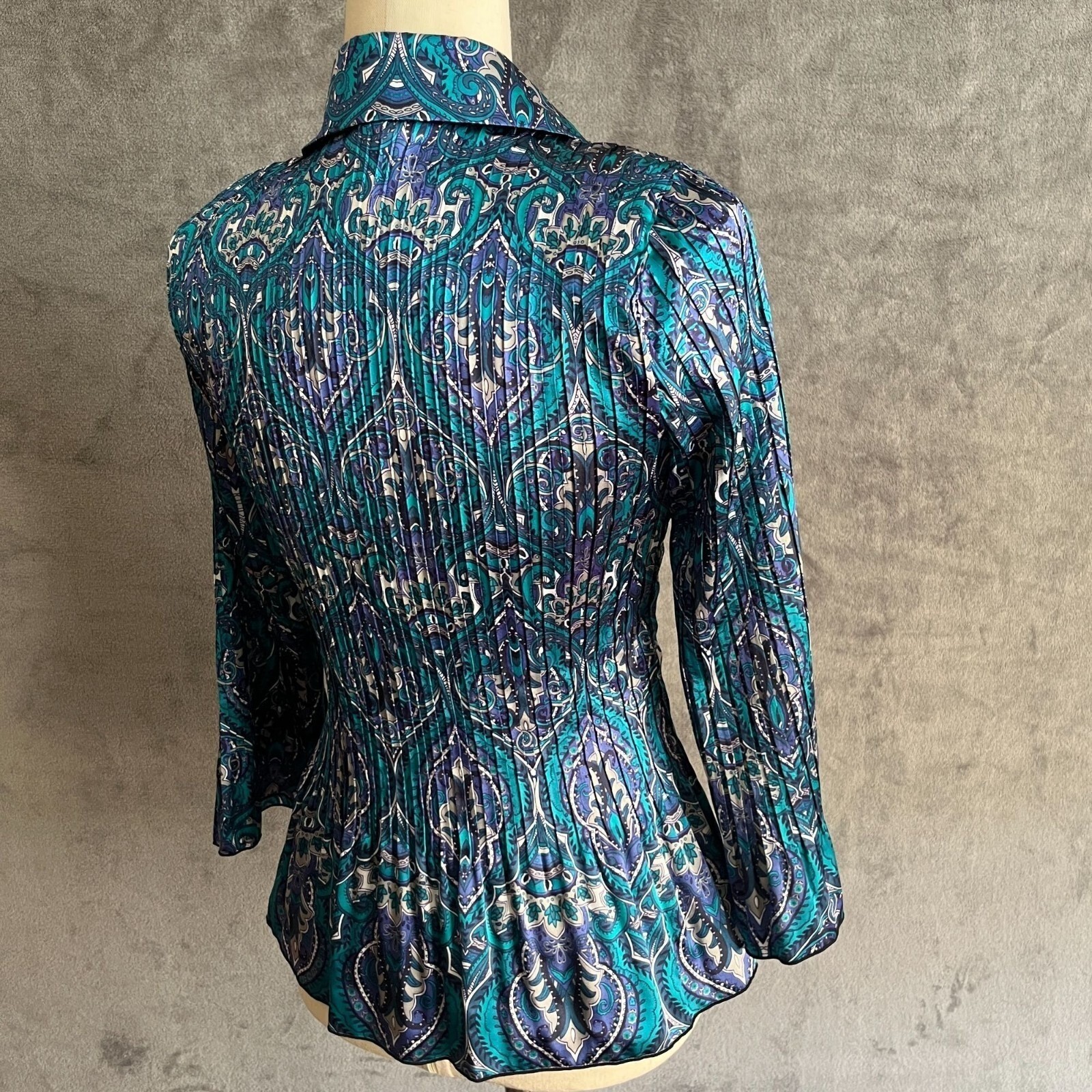 Jaclyn Smith Top Womens Small Blue Paisley Fairy Whimsical Y2K Artsy Victorian
