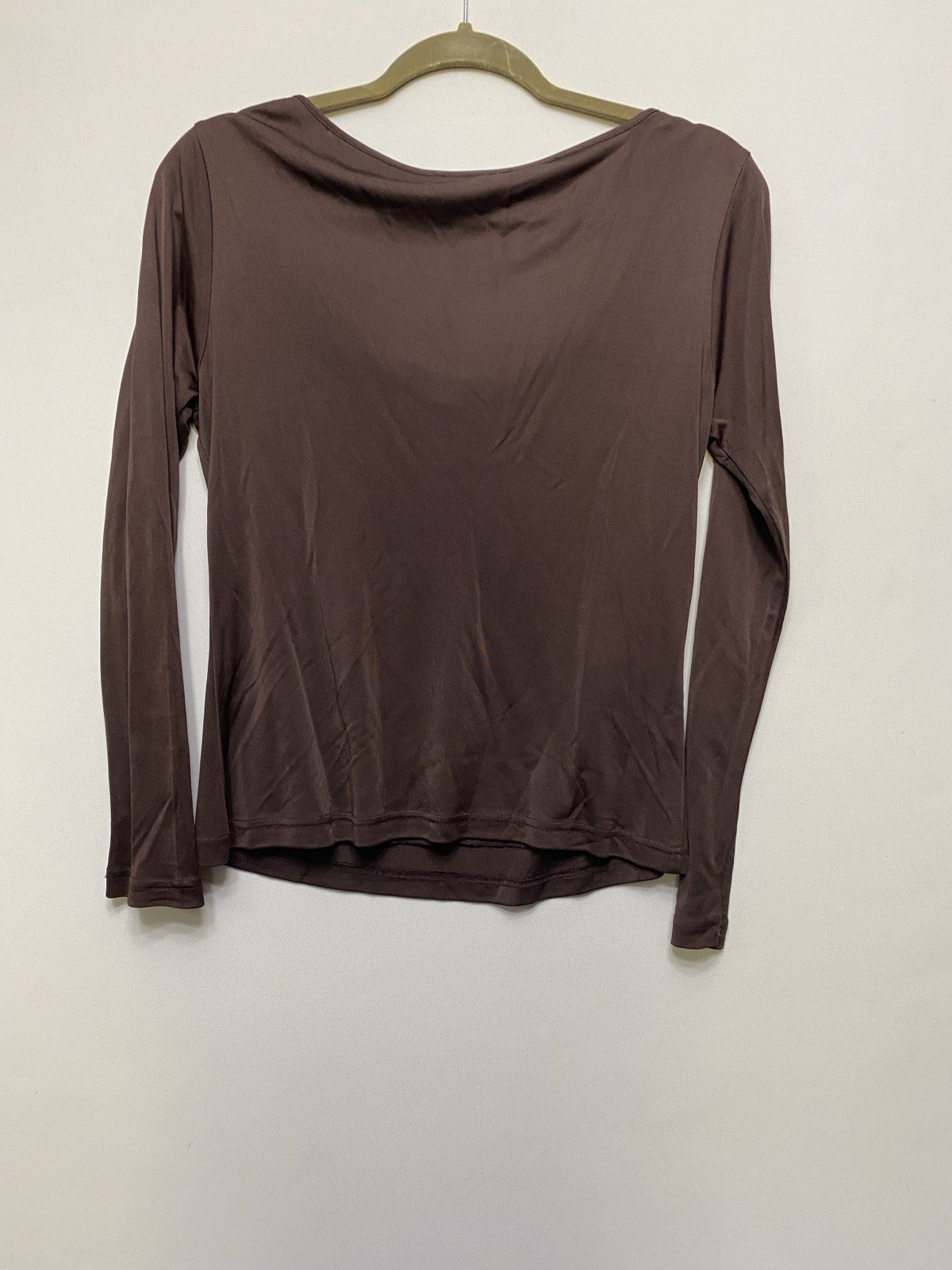 Winter Silks M Top Silk Rayon Drape Neck Brown