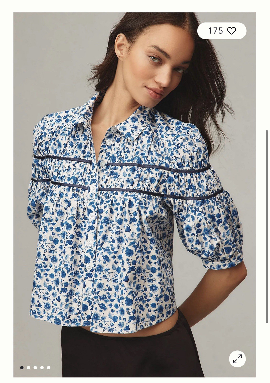 Anthropologie Maeve The Leandra Shirred Yoke Floral Blouse Women’s Size M