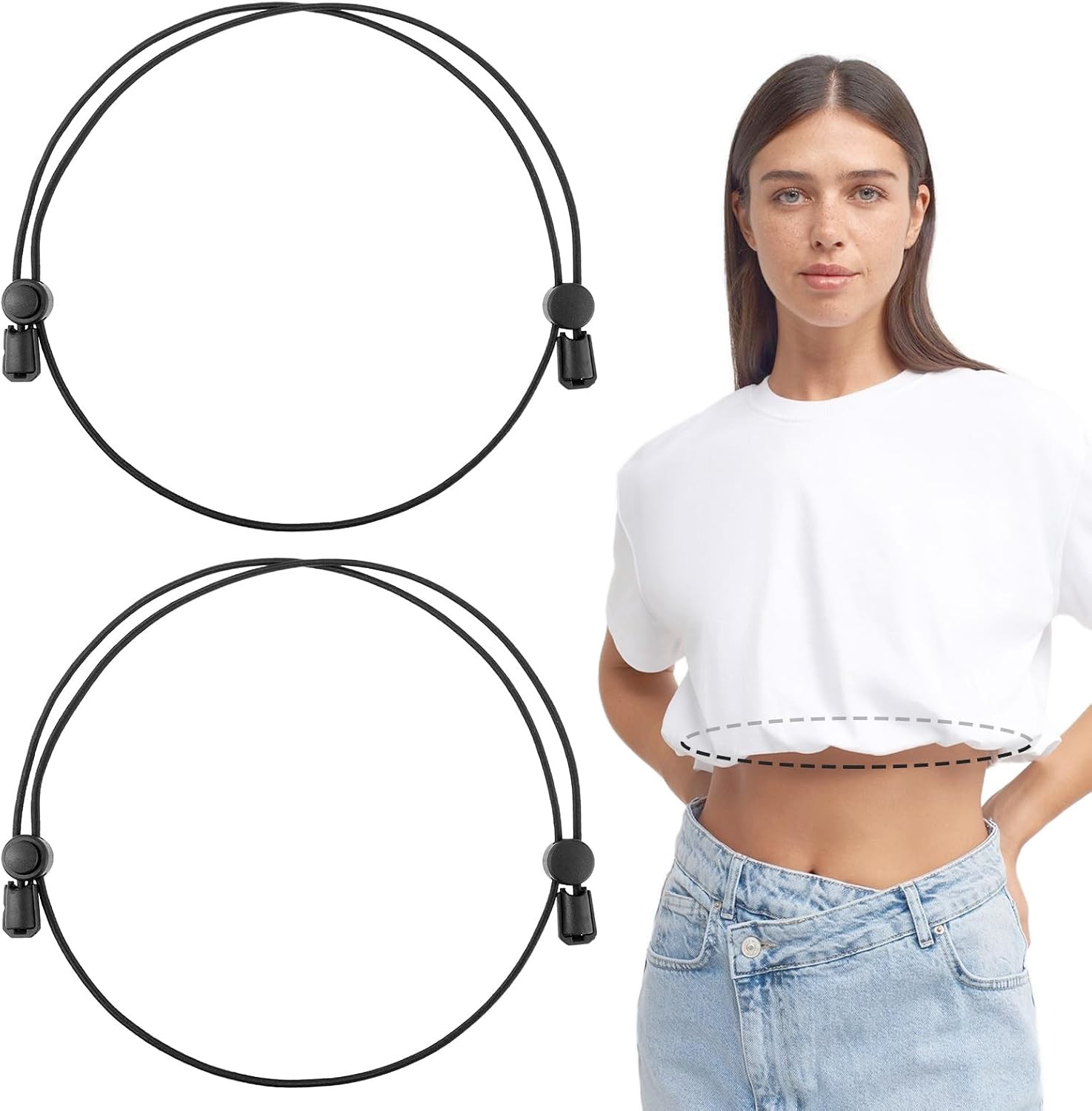 2Pcs Shirt Tuck Band Women, Adjustable Tool for Sweater and Shirts Belly Leaking