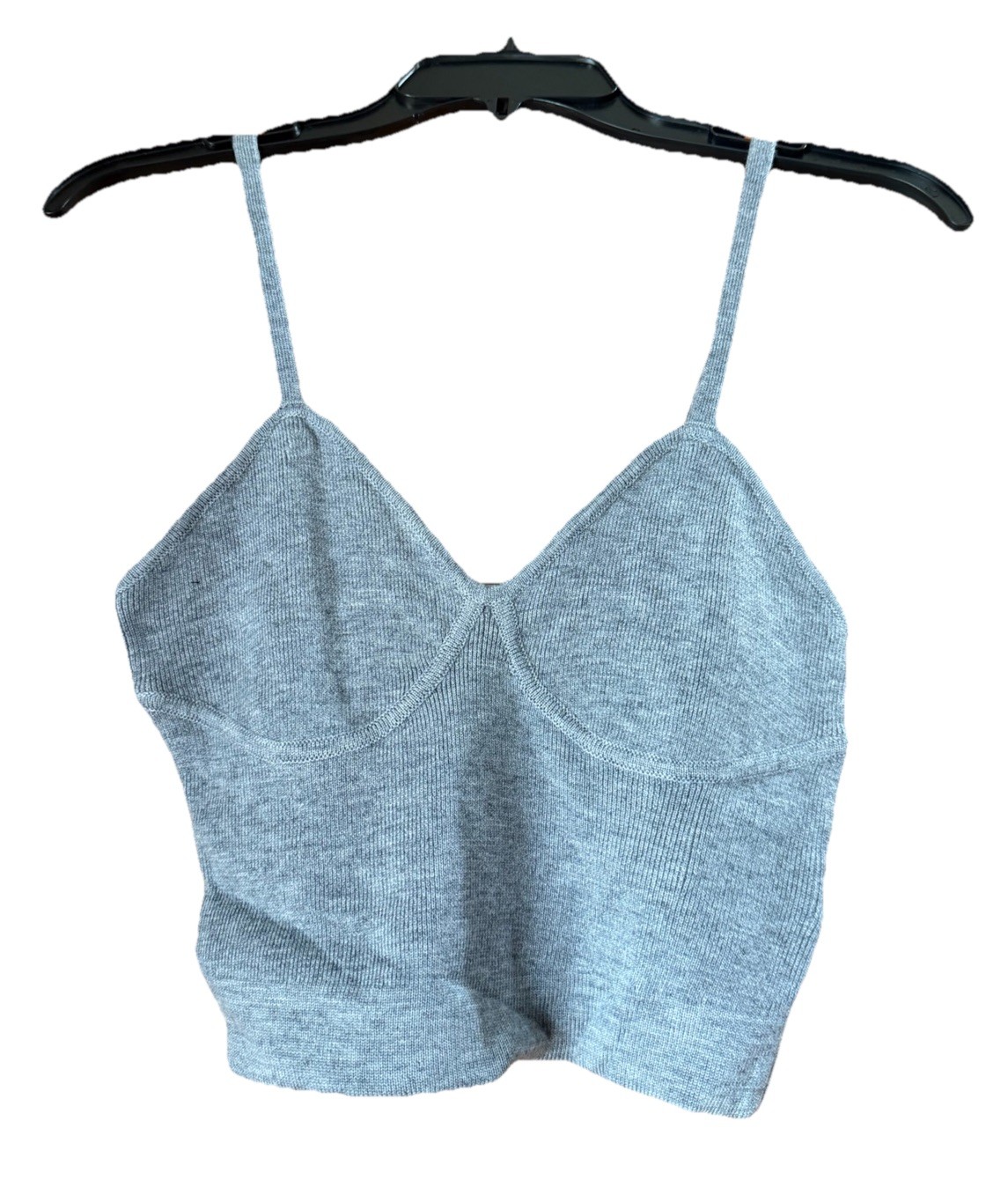 NWT The Drop Women’s Gray Rib Heather Wool Blend Knit Bralette Tank Top Gray XS