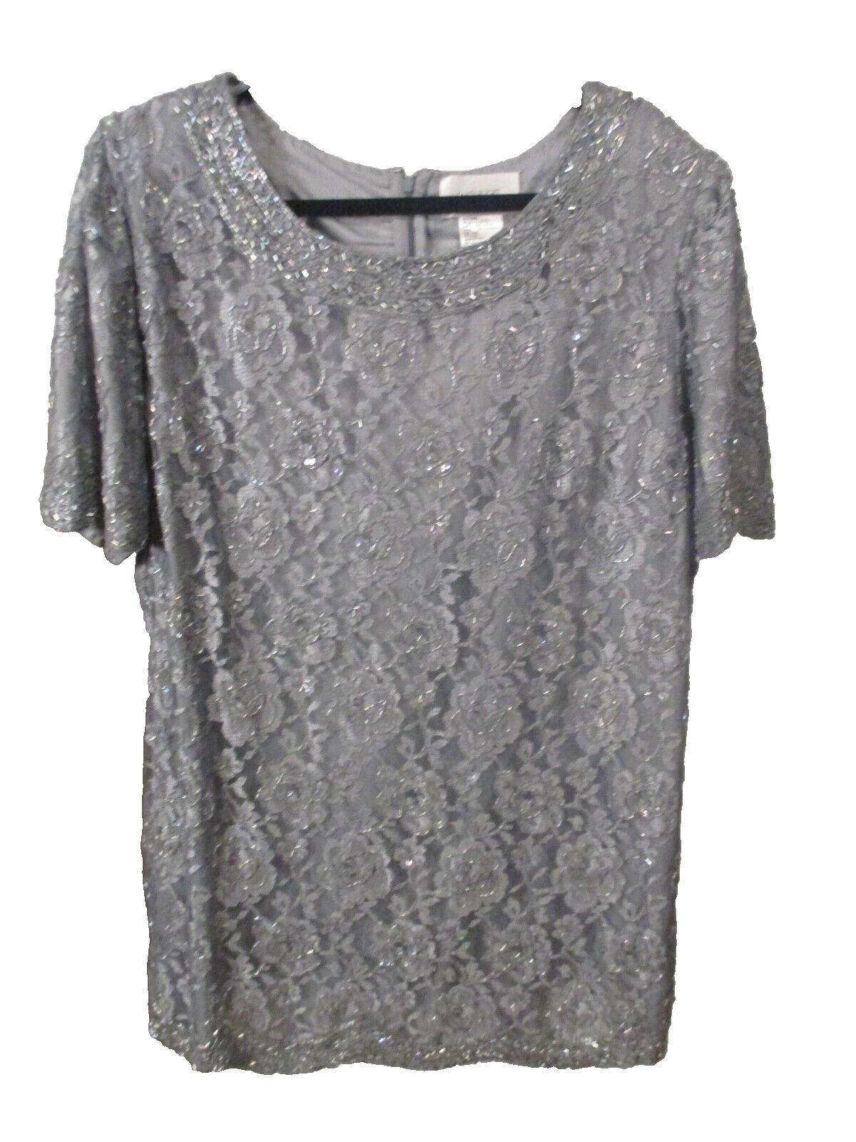 NWT CANDLELIGHT 22W / 2X Gray Beaded Evening Occasion Shirt