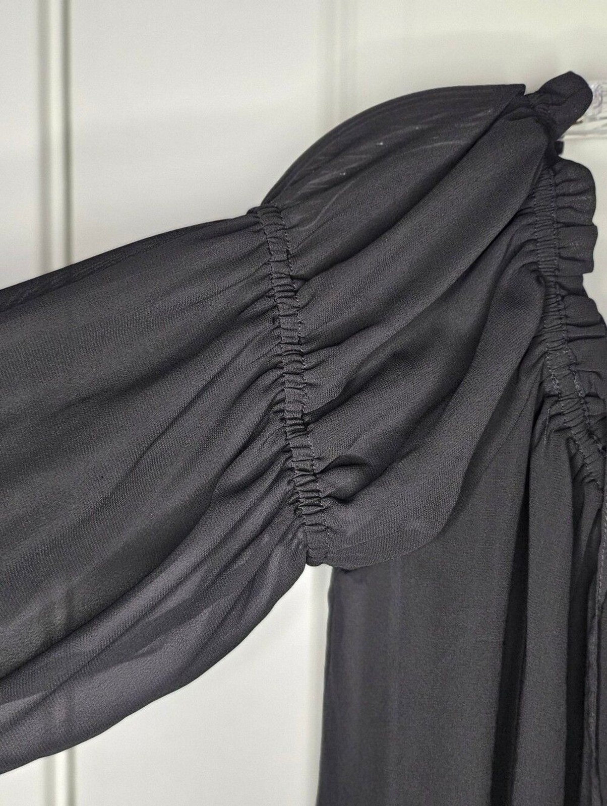 i Jeans By Buffalo Sheer Peasant L Blouse Black Off Shoulder Romantic Bohemian
