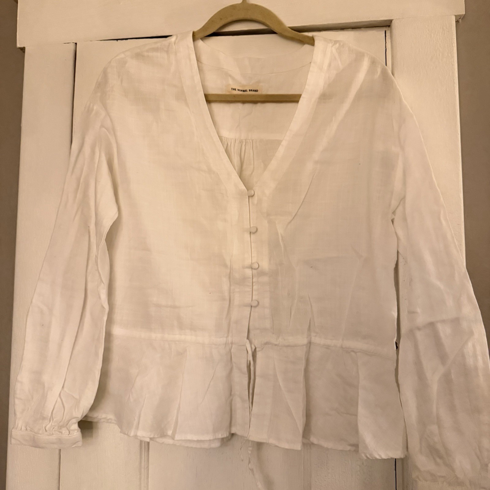The Normal Brand Cotton Cinched White Blouse Small