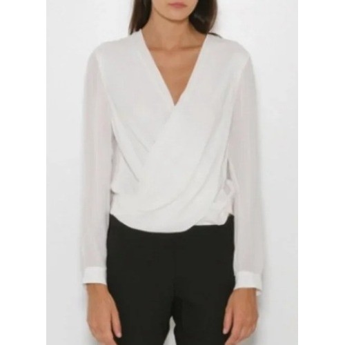 L’Agence Top Small Gia Silk Wrap Draped Quiet Luxury Old Money Blouse Designer