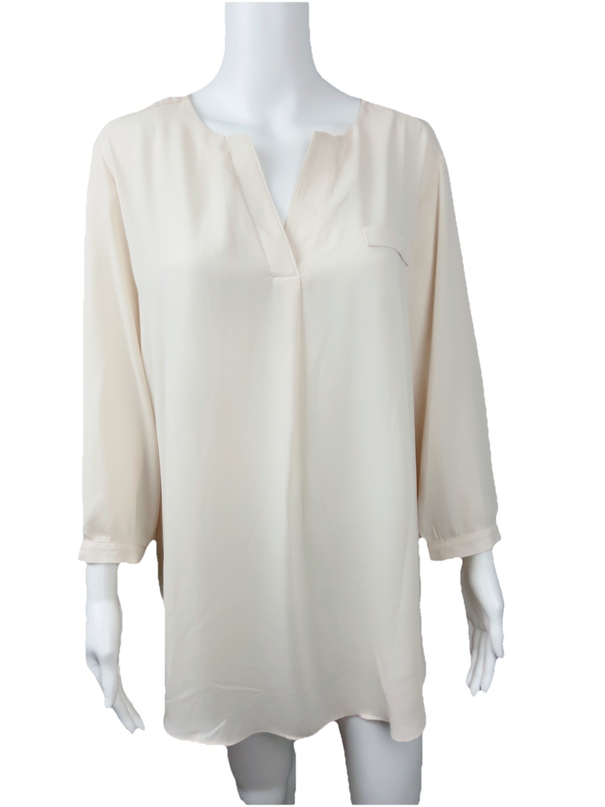 Sami & Jo ivory Tunic Top Women’s Blouse Henley neck semi sheer size xL