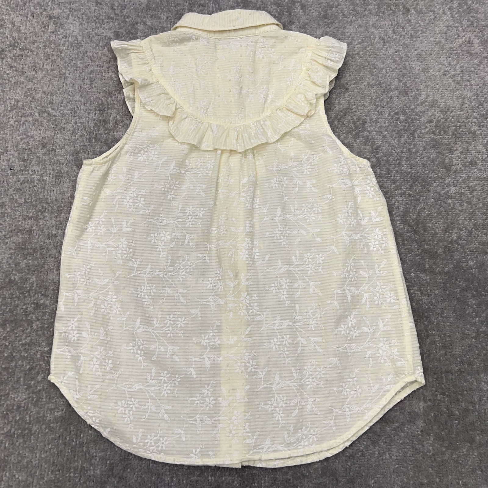 ANTHROPOLOGIE MAEVE Womens 10 Wildflower Top Sleeveless Ruffle Yoke Blouse Creme
