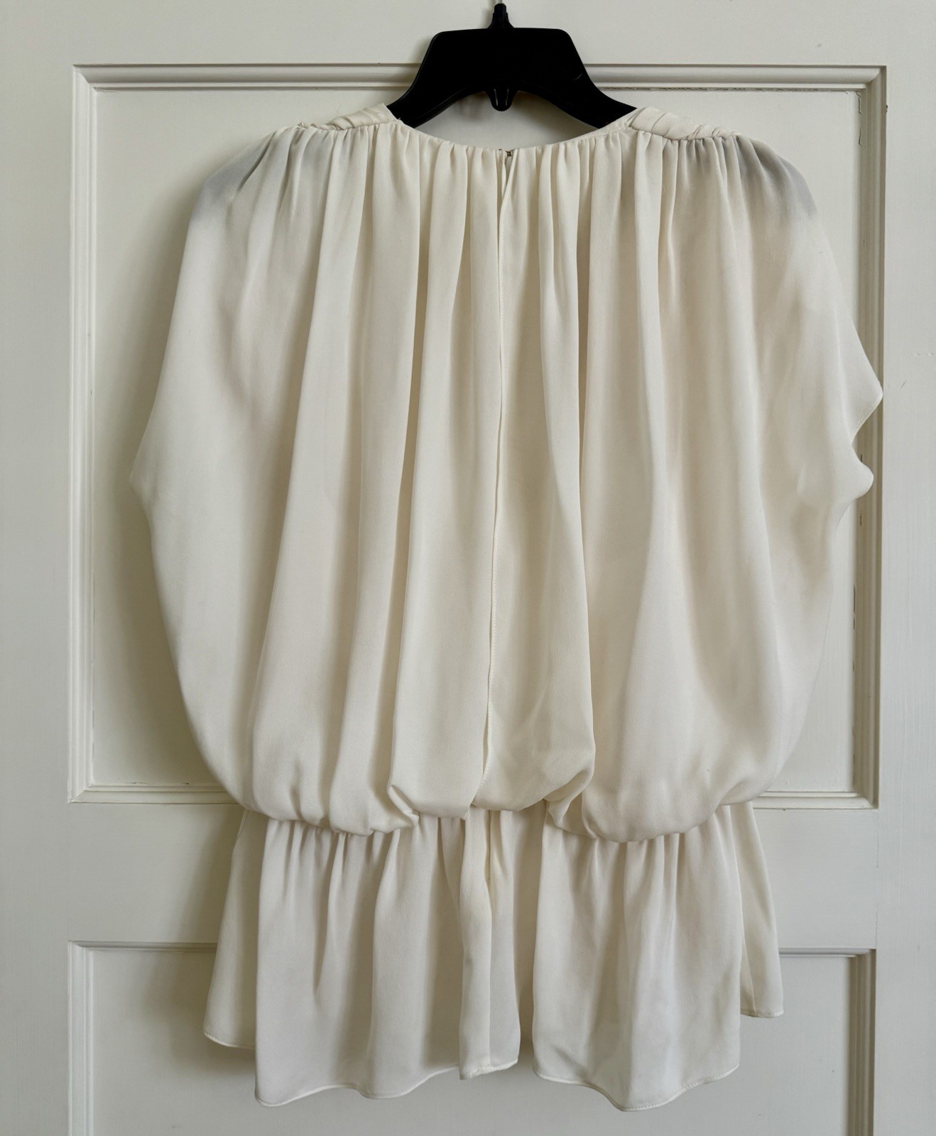 Tamara Mellon Cream Silk Drape Blouse Size 2