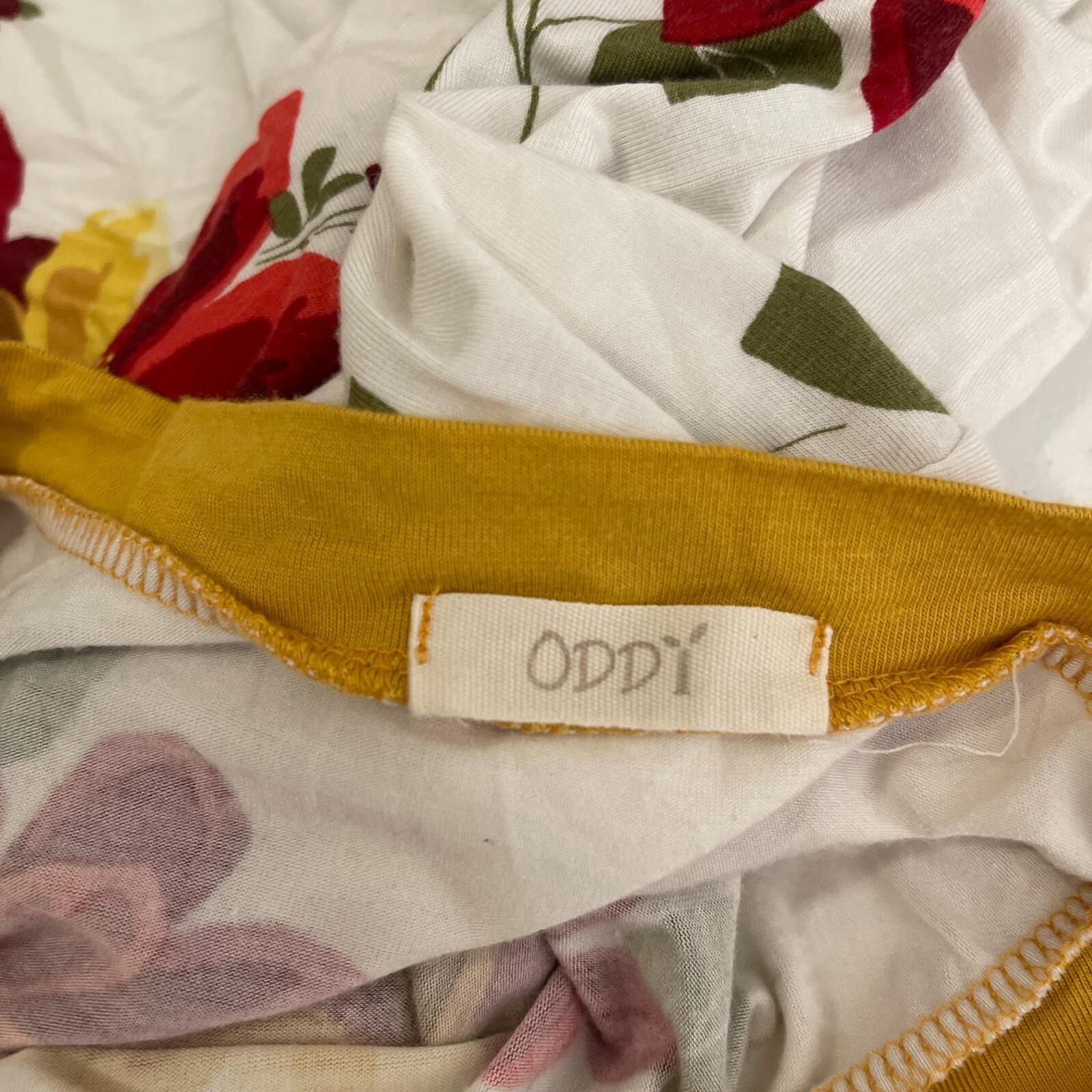 Oddy Blouse Women’s Small White Colorful Floral Round Neck Casual Boho Top