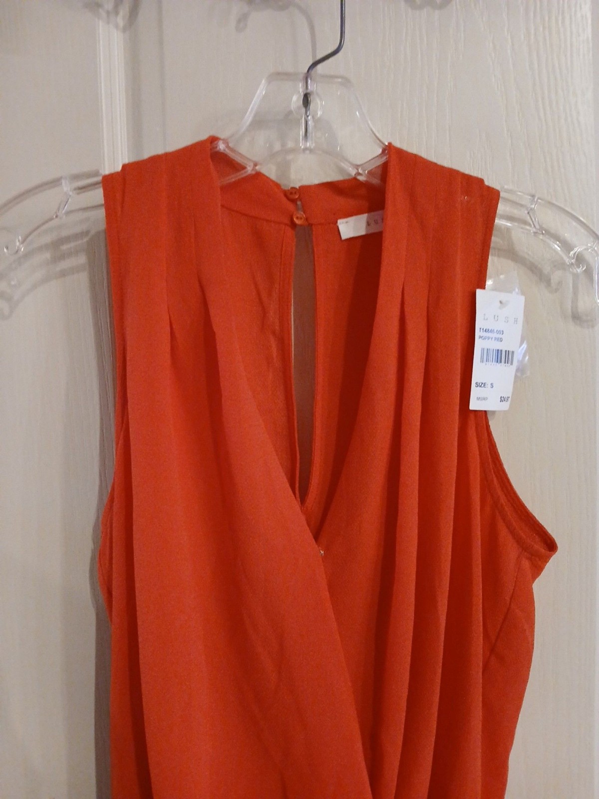 NWT Lush blouson faux wrap bodysuit V-neck sleeveless keyhole back Romantic S