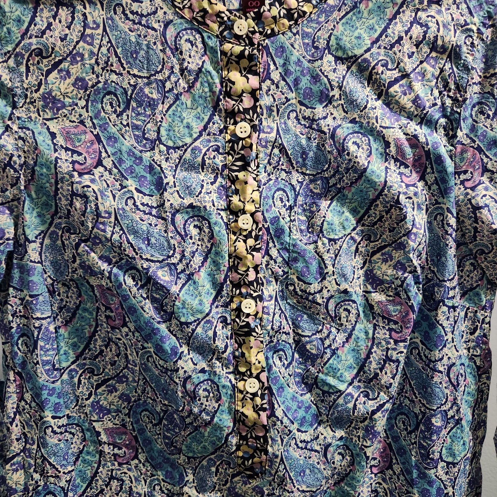 Liberty Art Fabrics For J. Crew Popover Button Up Long Sleeve Blouse Paisley 00