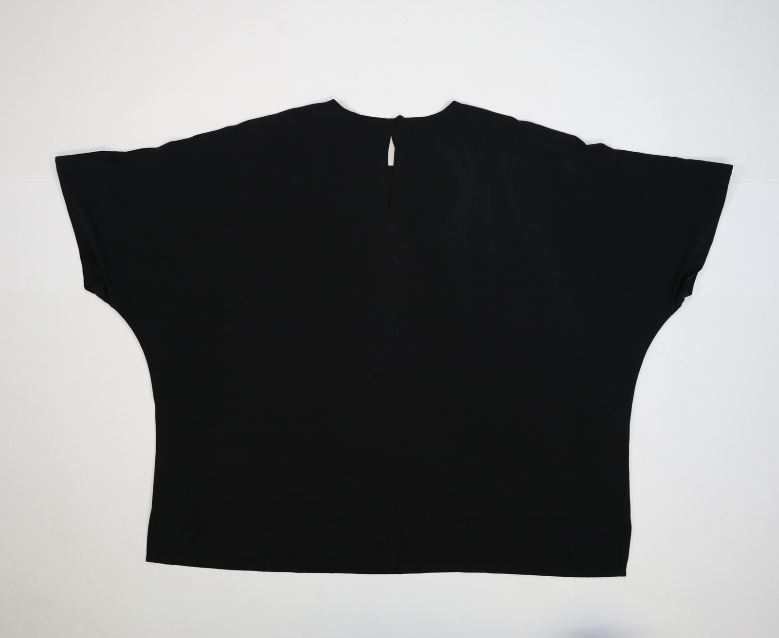 Tilley Silk Blouse Womens Plus 3XL Black Round Neck Dolman Sleeve Microfiber