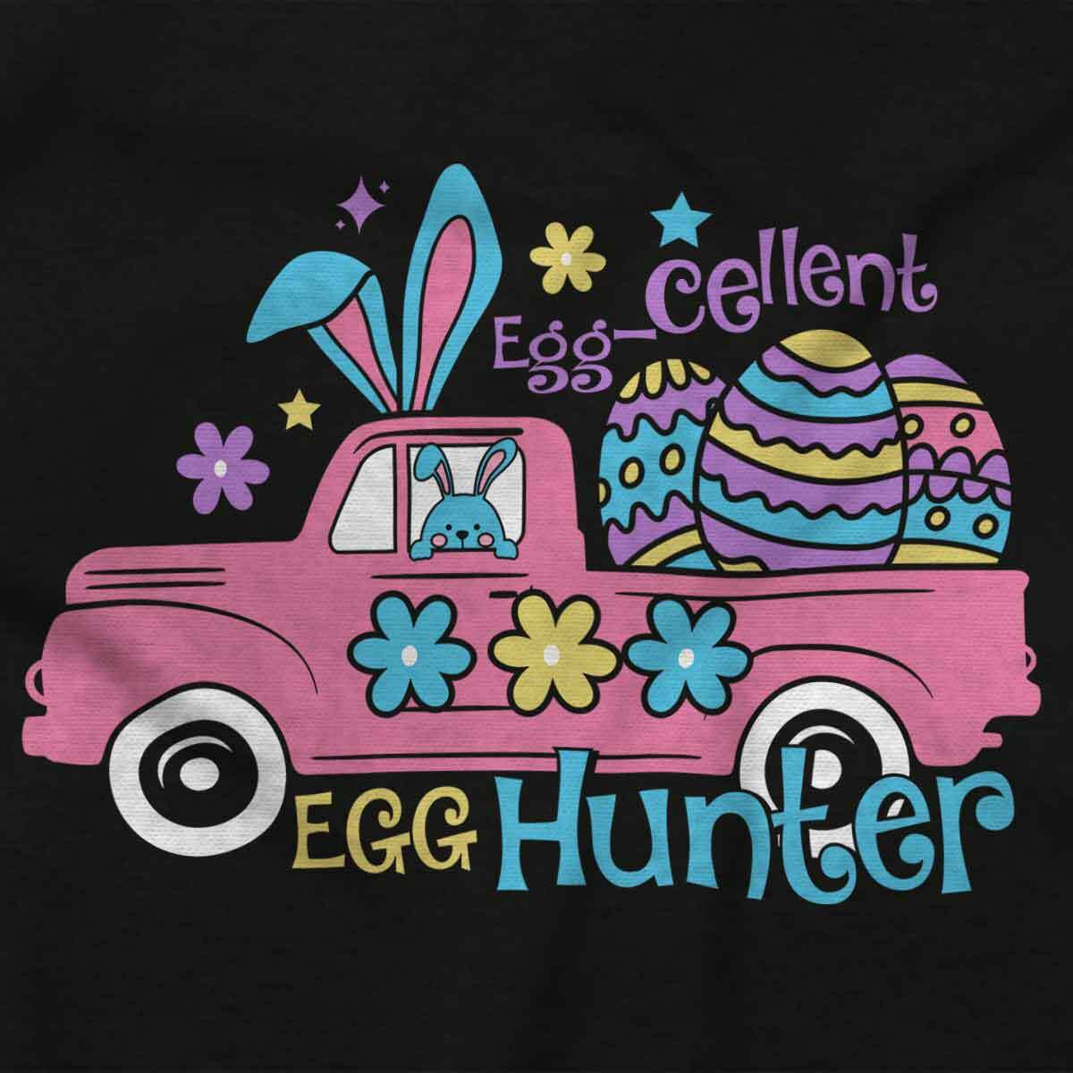 Eggcellent Egg Hunter Easter Bunny Truck Graphic T Shirts for Women T-Shirts